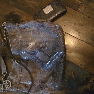 Michael Kors Gray Snake Print Women's Bag With Wallet Large